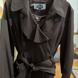 Brown  Trench Coat with Wide Collar and Matching Belt